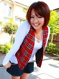 Cute Japanese teen Haruka Uchiyama in school uniform