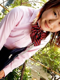 Naoko Sawano in sexy school uniform is playful after class