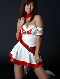 Long haired gravure idol beauty in a tight mini skirt