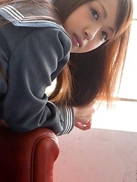 Cocoro Hirahara can´t keep school uniform on her for long