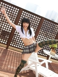 Yuri Hamada shows hot cleavage and hot ass under skirt