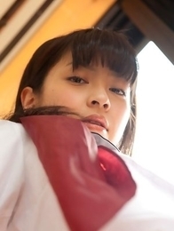 Yuuri Shiina shows nasty behind in panty under uniform