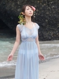 Neo babe in see through dress is like goddess from ocean