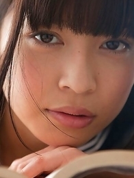 Young japanese Yuuri Shiina in school uniform is so cute while walking