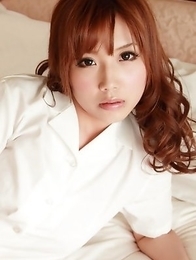 Hot Secretary Kurumi Kisaragi poses on the hotel room
