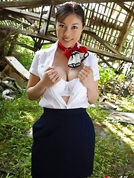 Gorgeous gravure idol babe shows her delicious plump naked boobs