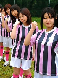 Soccer girls posing totally naked