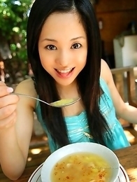 Farm girl Soia Aoi enjoys her sweet round melons