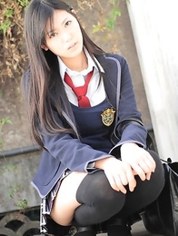 Saemi Shinohara is sexy schoolgirl in uniform and socks