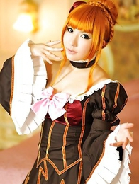 Saku is the most amazing blonde in epoque dress and room