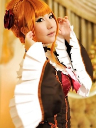 Saku is the most amazing blonde in epoque dress and room