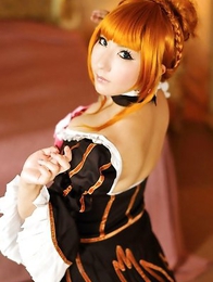 Saku is the most amazing blonde in epoque dress and room