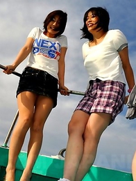 Really hot Japanese girls on a boat