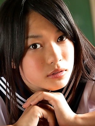 Tomoe Yamanaka babe in uniform is happy in her way to school classes
