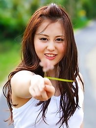 Horny and innocent Japanese av idol Beni Ito undresses at her farm home