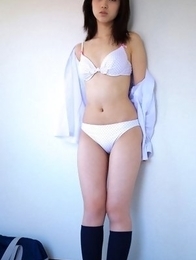 Azusa Togashi undresses uniform to show behind in panty