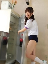 Hikari Yamaguchi in shorts loves to play all over the house