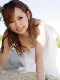 Beautiful and nude japan cutie Akina Strip in the Beach