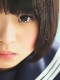 She never did chakuero shooting before so we started easy with Japanese schoolgirl cosplay and fan service!