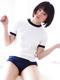 This cute Japanese girl needs help with her bouncing technique but keeps teasing us with her shorts!