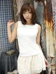 Juri Kitahara in blue sweater and lace skirt