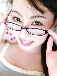 Rina Akiyama Asian with specs changes colorful clothes all day