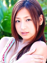 Ayaka Sayama Japan shows nasty behind in blue bath suit outdoor