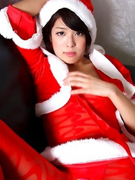 Yuma Ueda Japan is Santa hot girl in crotchless red pantyhose