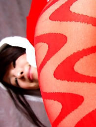 Yuma Ueda Japan is Santa hot girl in crotchless red pantyhose
