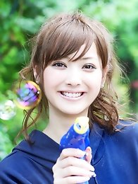 Gorgeous snow white asian beauty allures with her big brown eyes