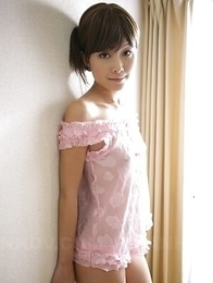 Nanako Takeuchi is so sensual in pink lingerie and she shows her tits.
