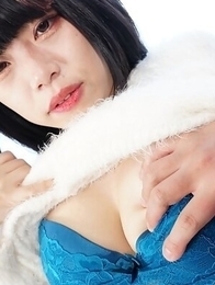 Maid Cafe worker Miss Akane Okawa comes to show off her big fat tits