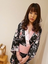 Aya masturbates herself in her sexy kimono before our fuck