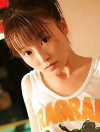 Angelic asian beauty looks adorable in her pink lace lingerie