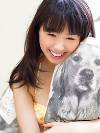 Rina Koike in colorful lingerie loves her dog pillows