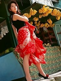 Enchanting asian chick Junko Yaginuma tempts at the beach with her soft boobs