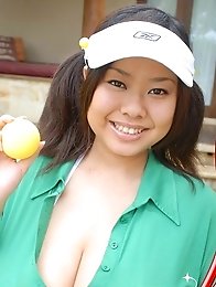 Fuko posing her gigantic natural tits in several outfits