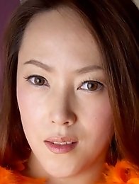 Monster tits Asian milf posing in red lingerie