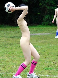 Hot chicks playing soccer naked