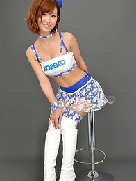 Hot Ichika Nishimura smiles posing on the cam in sexy uniform