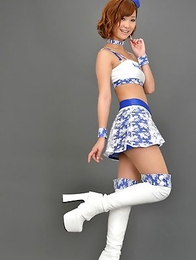 Ichika Nishimura in long boots and short skirt is playful